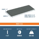 1.5 inch Gray Rubber Threshold Ramp dimensions